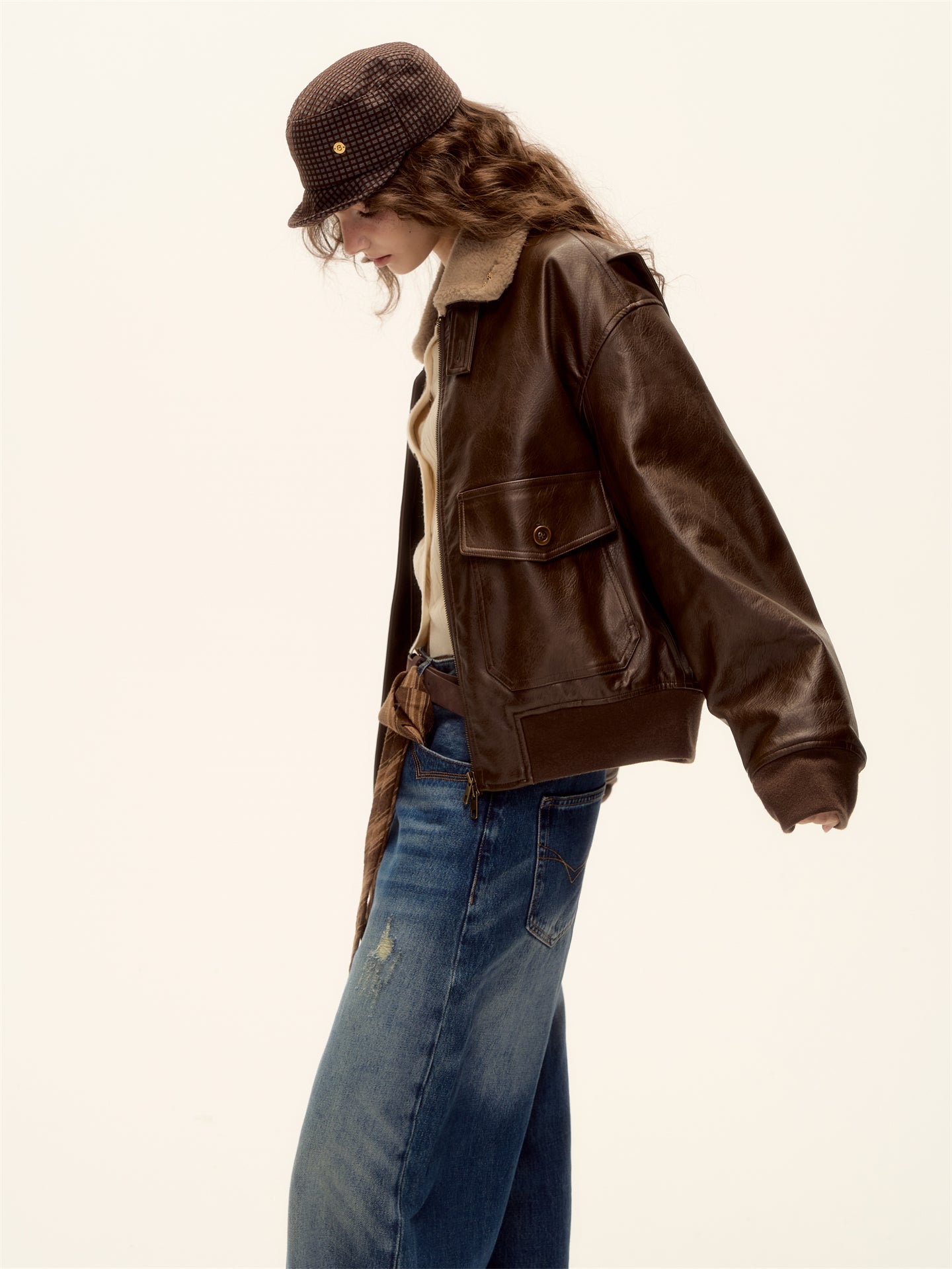 AsGony ASG25459 Plush collar spliced jacket