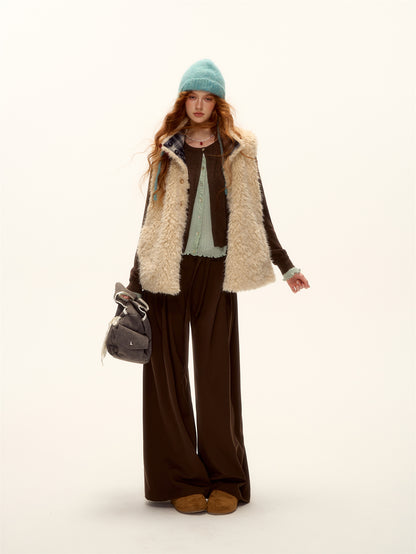 AsGony ASG25409 Contrasting color split knit cardigan