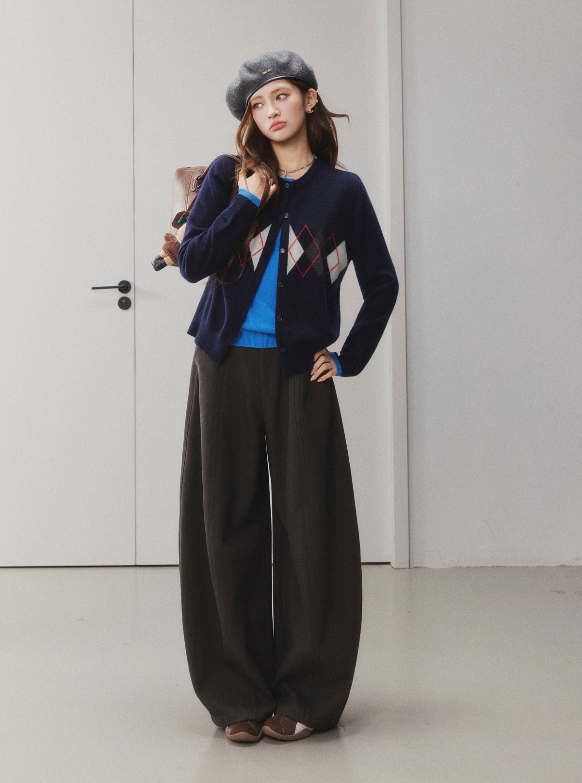 OTEBANBASS Ote260925  Argyle Color-Block Wool Knit Sweater