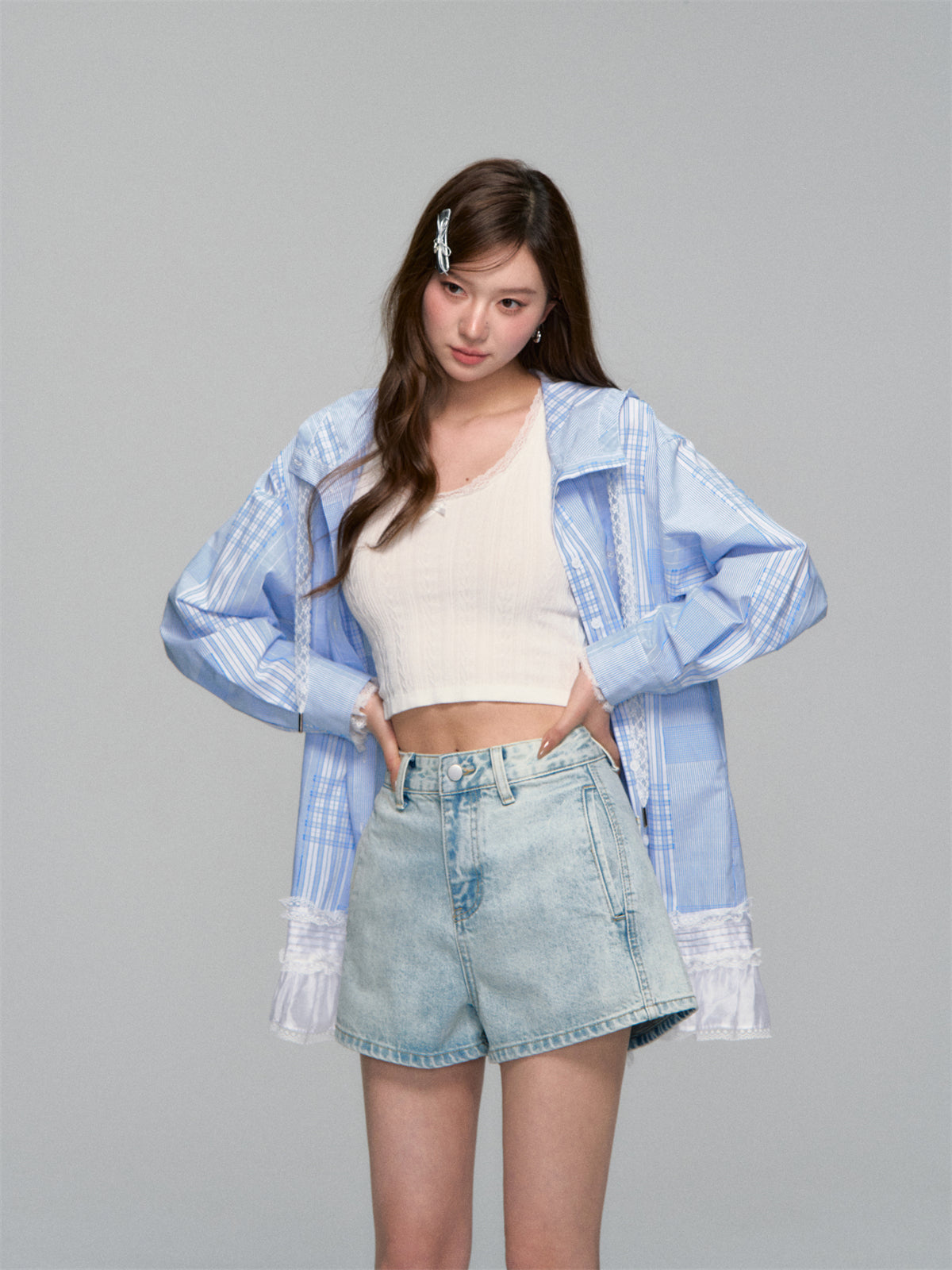 AsGony ASG25123 High waisted minimalist A-line shorts