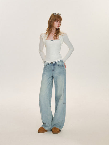 Asgony ASG26612 Faux-Layered Long-Sleeve Top
