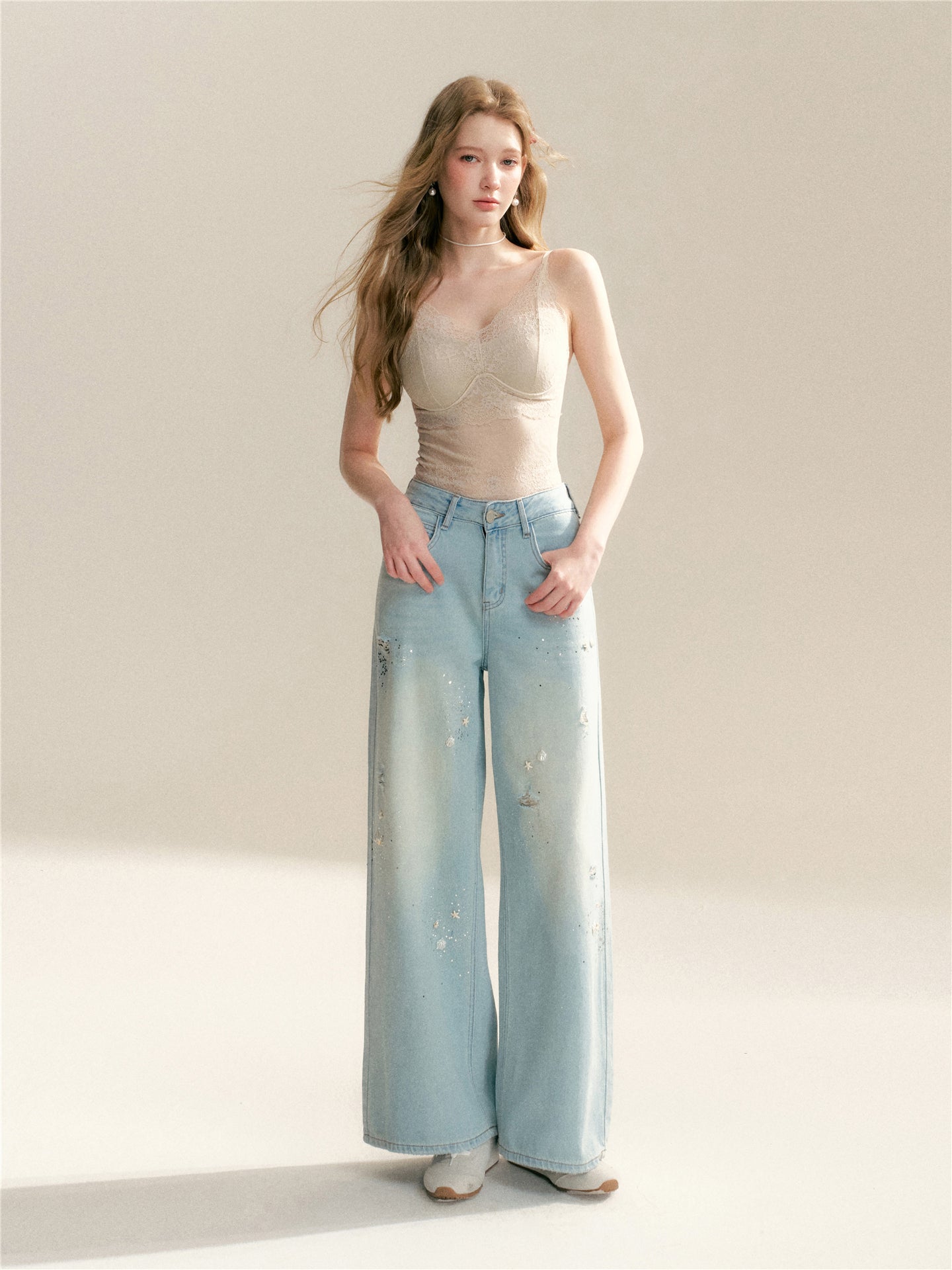 16DEWS 16D246072 Soft lace slim fit suspender