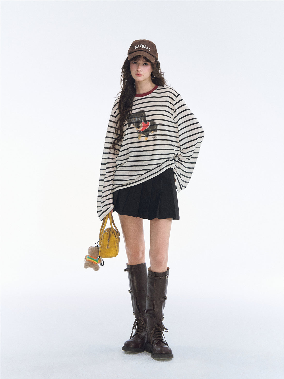 Asgony ASG26539 Striped Puppy Long-Sleeve T-Shirt