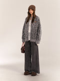 AsGony ASG24550 wool blended loose knitted jacket