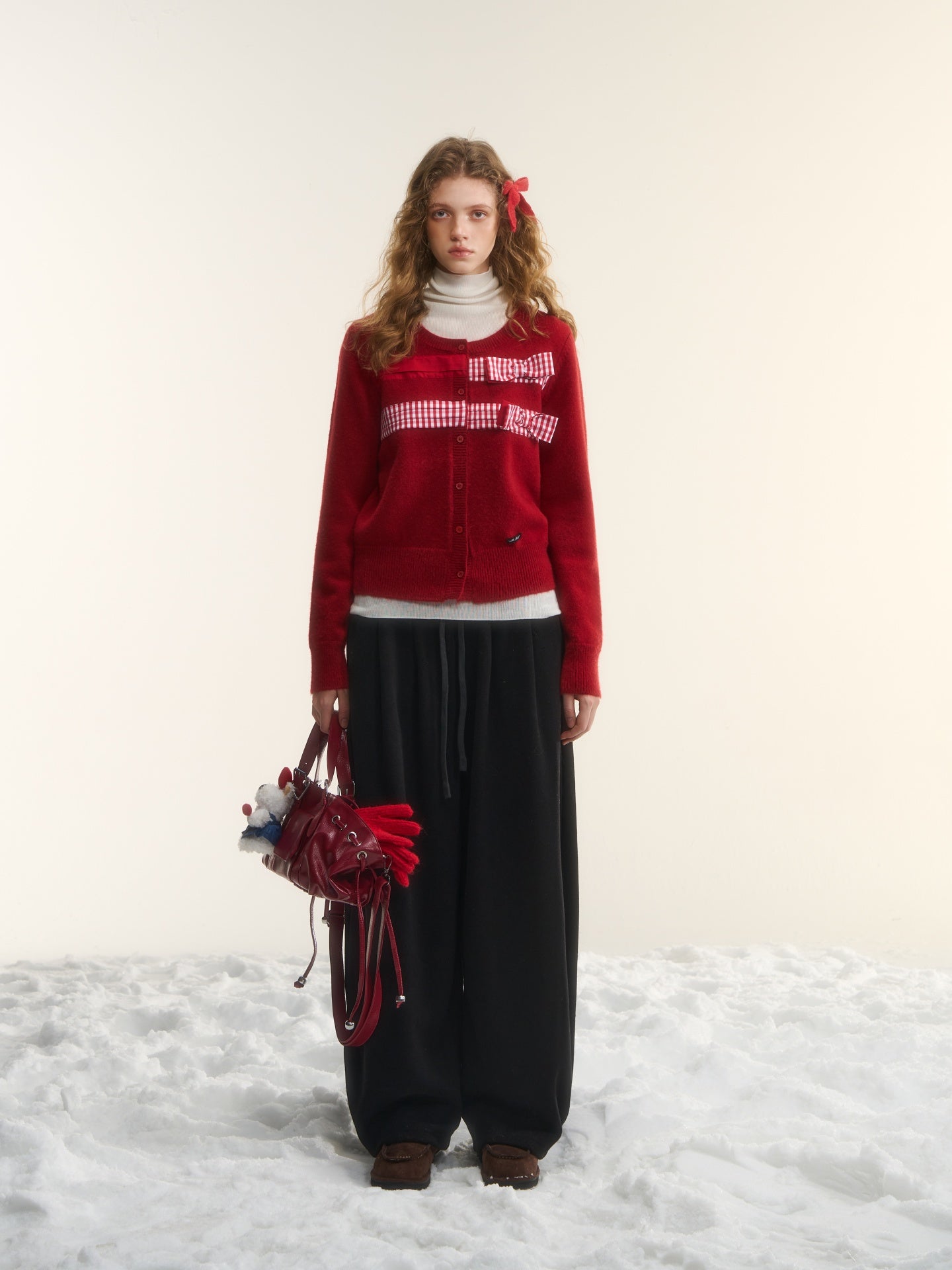 AsGony ASG25554 Fluffy curved knife casual glutinous rice pants