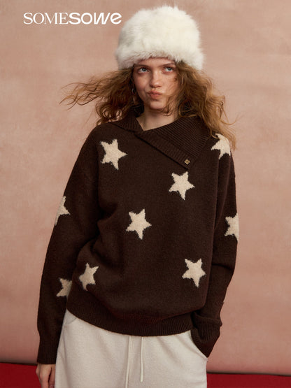SOMESOWE S2508287 Irregular Collar Star Sweater