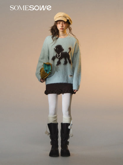 SOMESOWE S2508278 Puppy design round-neck sweater