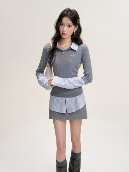 16DEWS 16D25466 Shirt collar knitted top
