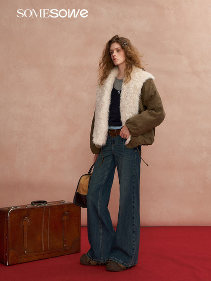 SOMESOWE S2508290 Large collar flower bud short down jacket