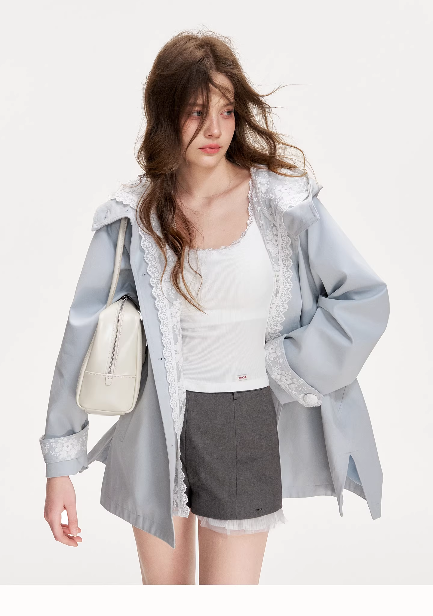 Kroche KZQ8020 Fake two-piece spliced windbreaker jacket