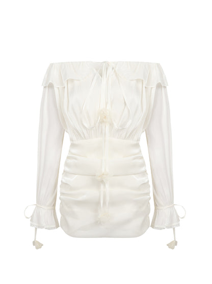 Jean Soo JS00212  Flower Chuchan Pearl Light One-shoulder Handmade Flower Chest Dress