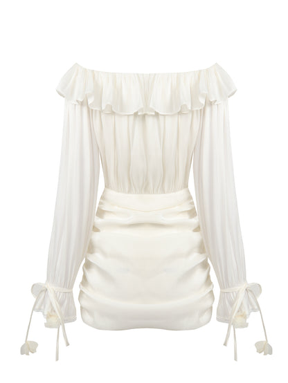Jean Soo JS00212  Flower Chuchan Pearl Light One-shoulder Handmade Flower Chest Dress