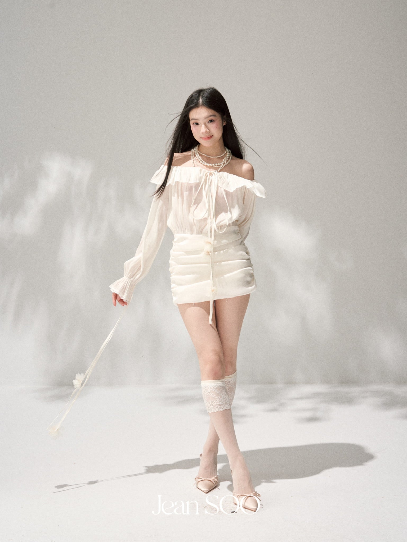 Jean Soo One-shoulder Handmade Flower Chest Dress