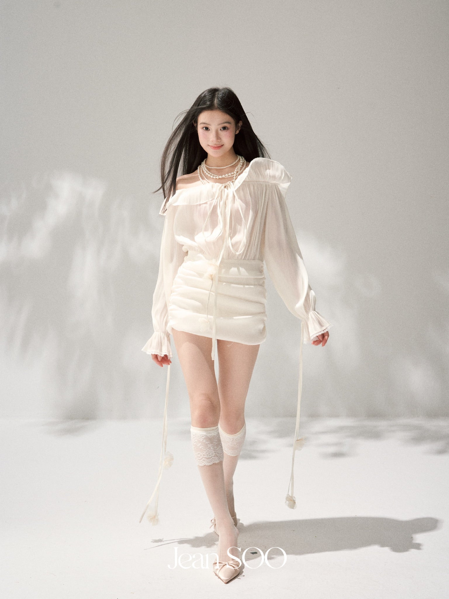 Jean Soo One-shoulder Handmade Flower Chest Dress