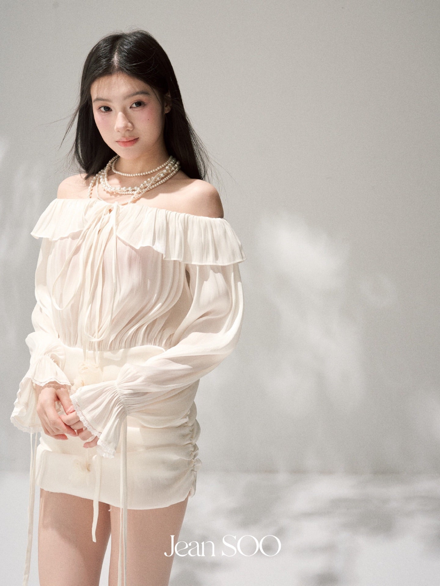 Jean Soo One-shoulder Handmade Flower Chest Dress