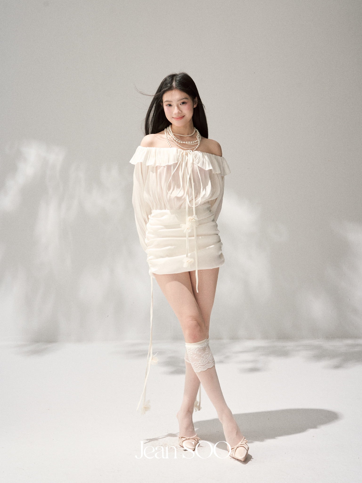 Jean Soo One-shoulder Handmade Flower Chest Dress