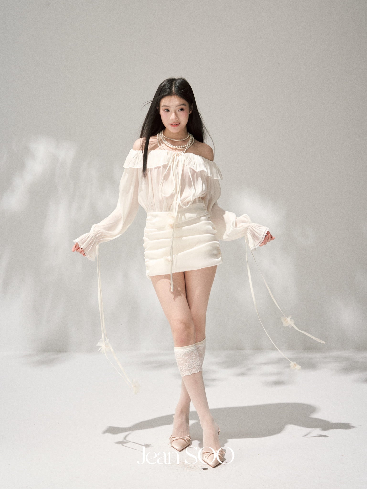 Jean Soo One-shoulder Handmade Flower Chest Dress