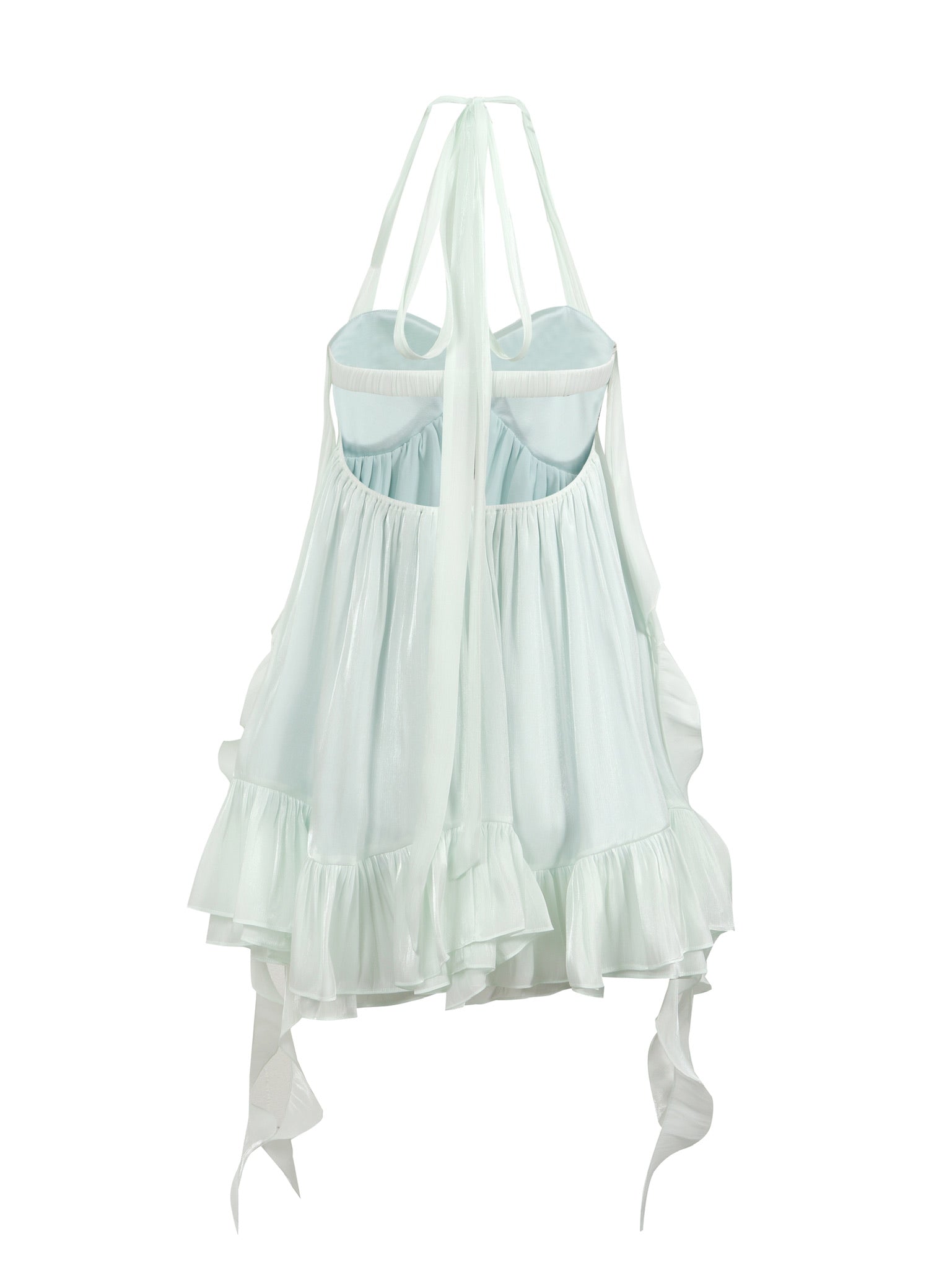 Jean Soo Mint milk green fairy light-plated lotus leaf dress