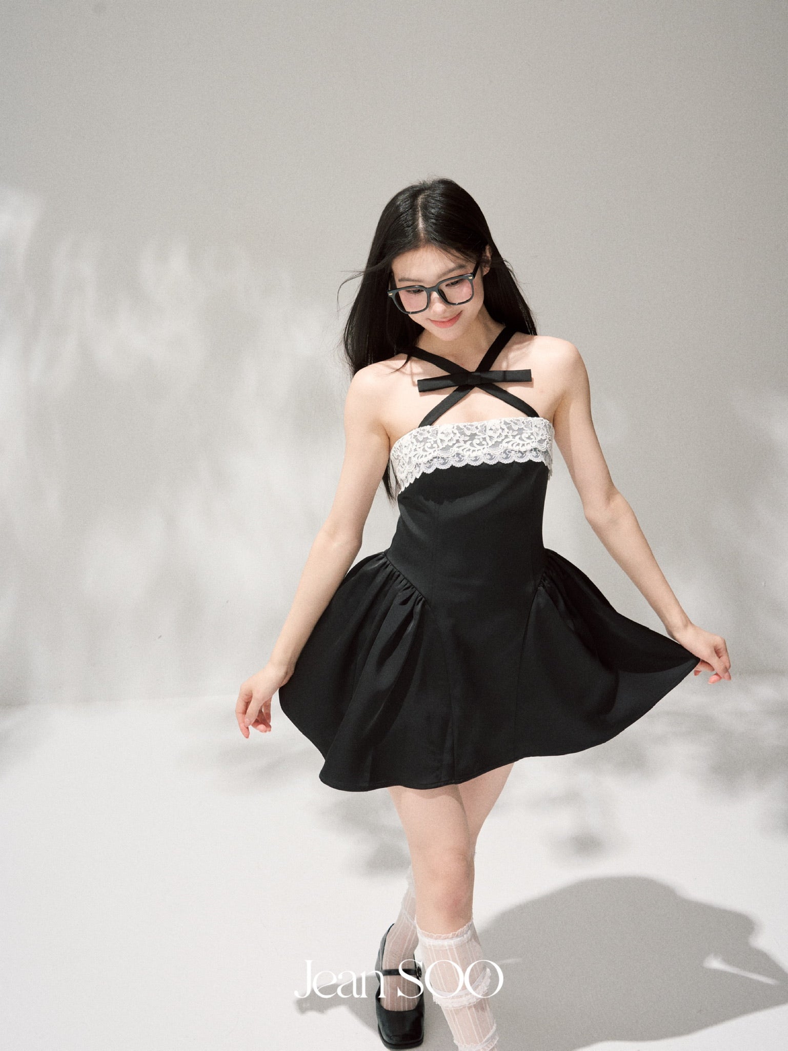 Jean Soo Lace Waisted Chest Fluffy dress