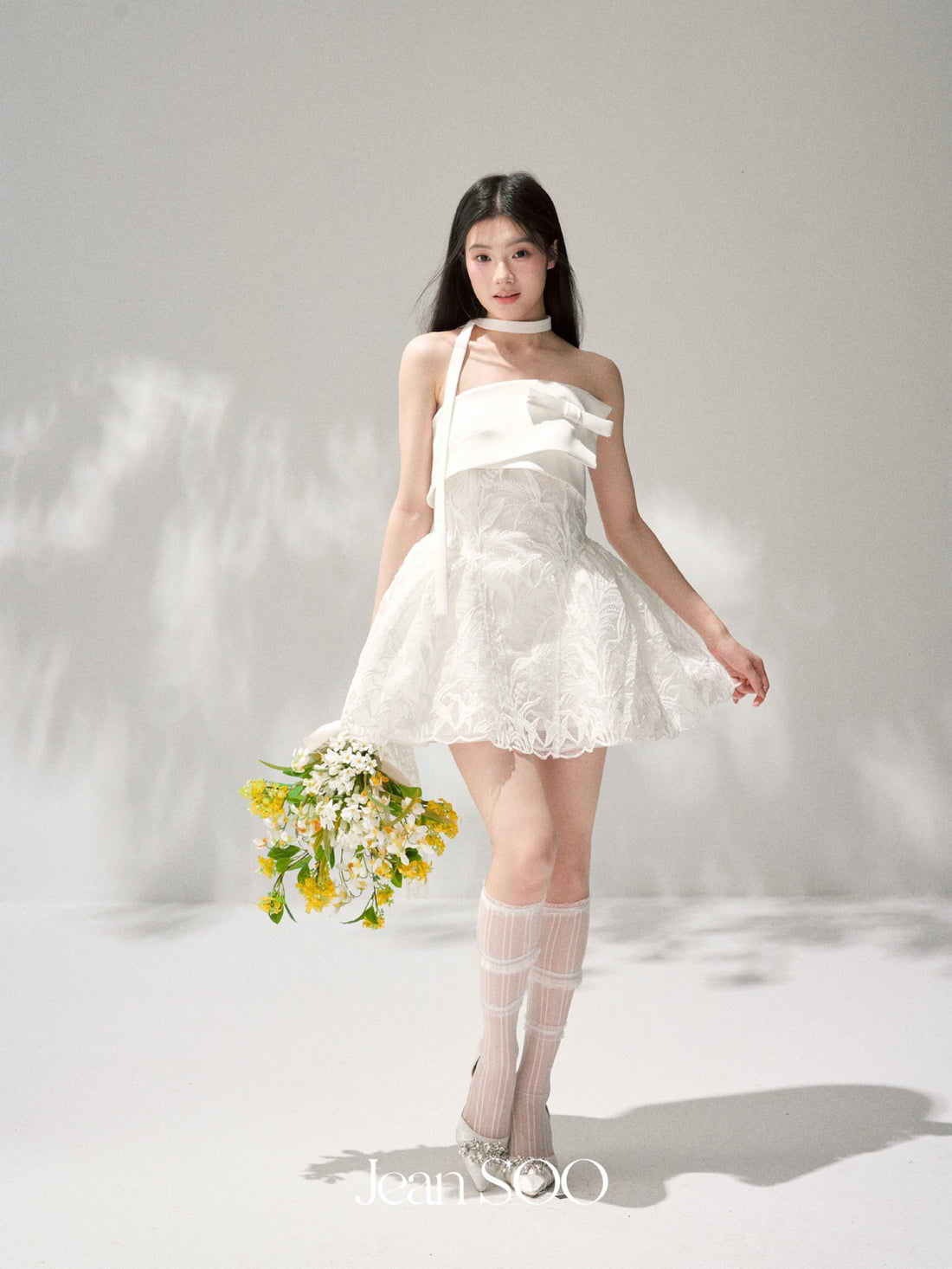 Jean Soo JS00210 Runaway bride heavy industry three-dimensional embroidery lace waist puffy skirt