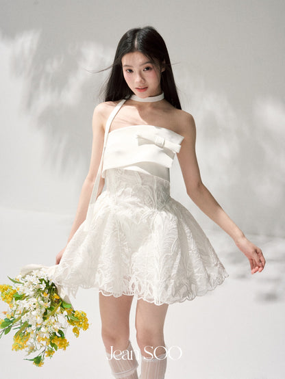 Jean Soo JS00210 Runaway bride heavy industry three-dimensional embroidery lace waist puffy skirt