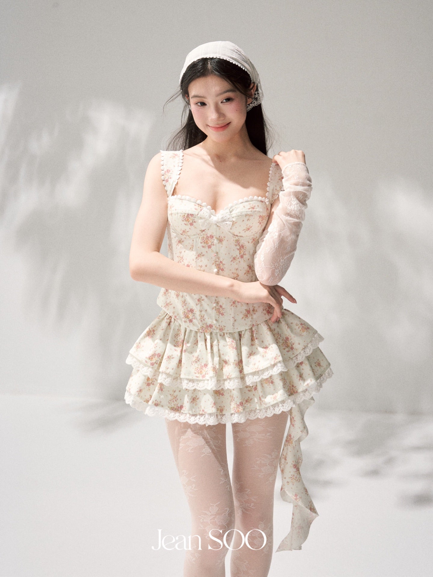 Jean Soo broken flower fish bone waist Corse+Skirt