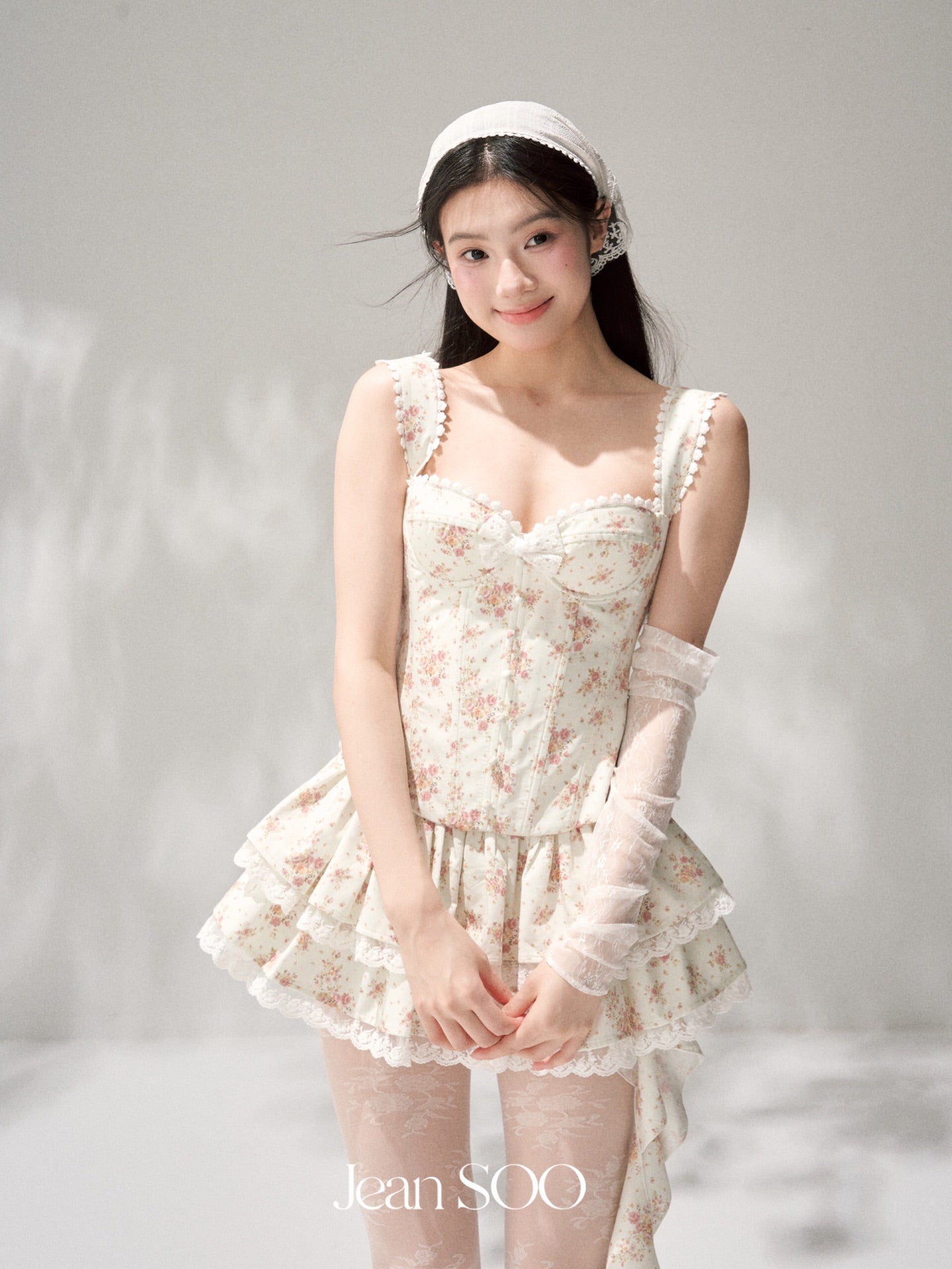 Jean Soo broken flower fish bone waist Corse+Skirt