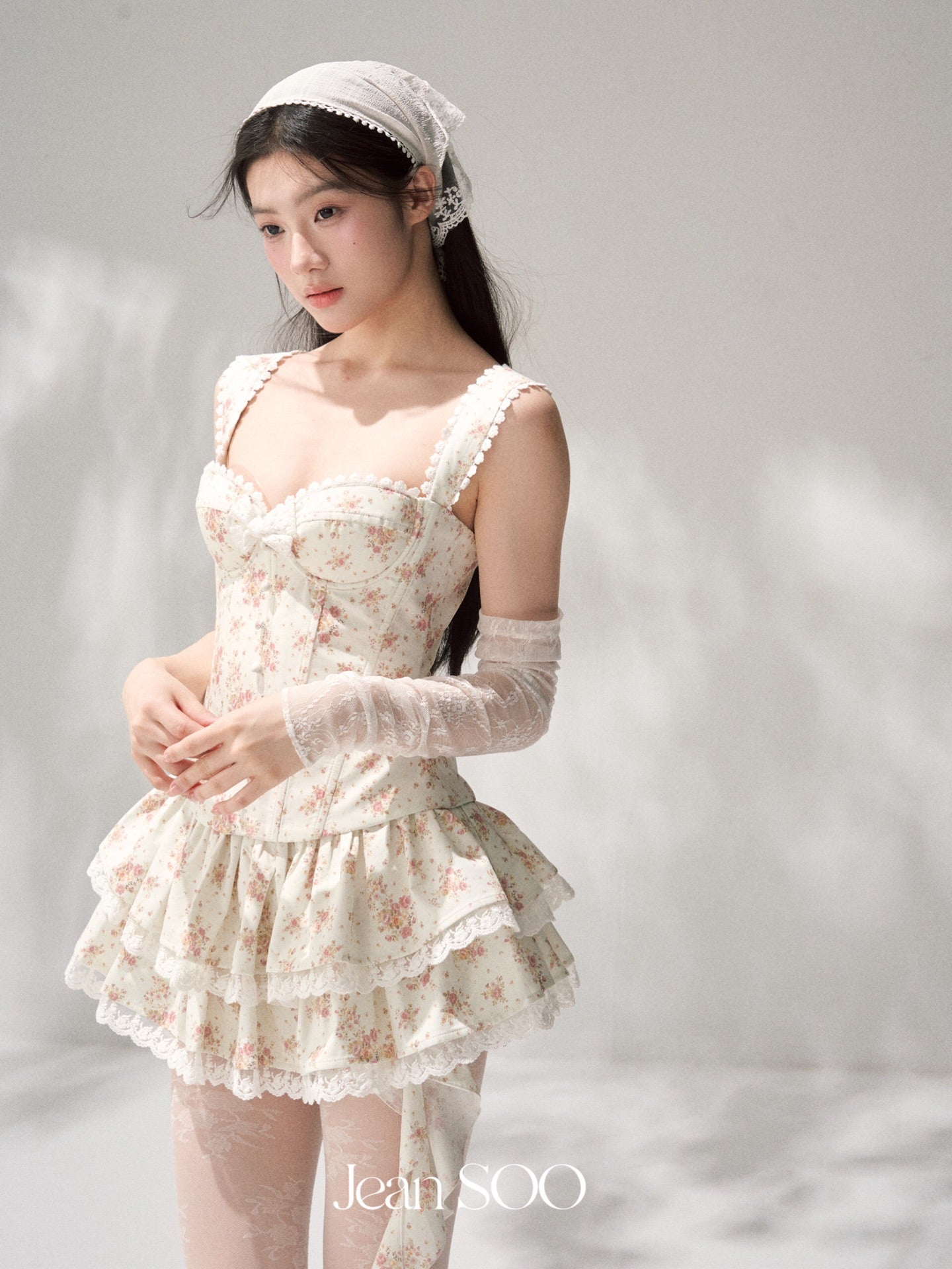 Jean Soo broken flower fish bone waist Corse+Skirt