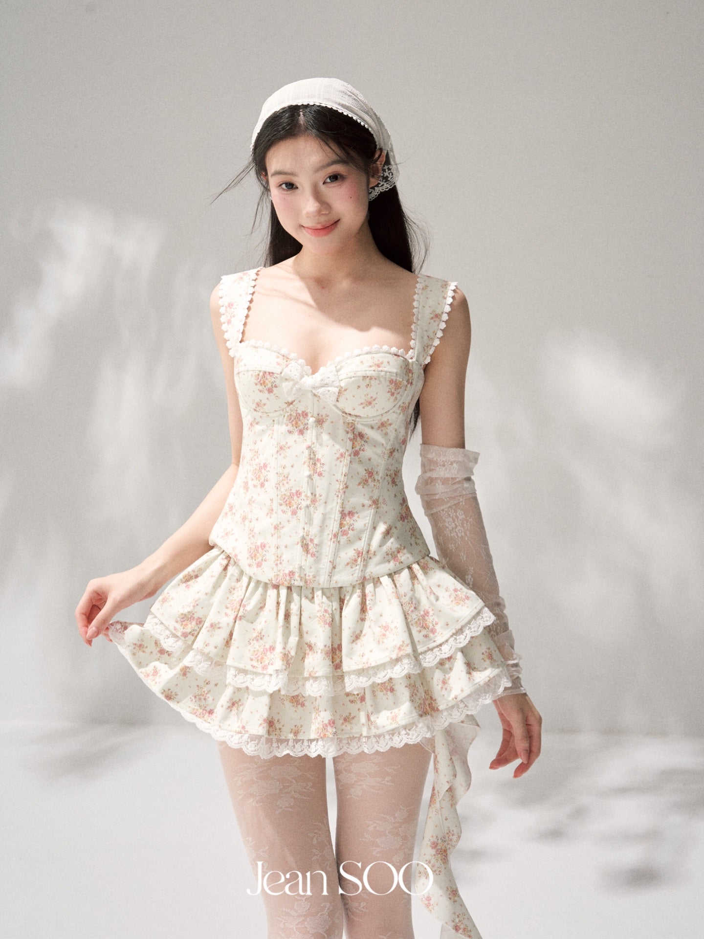 Jean Soo broken flower fish bone waist Corse+Skirt