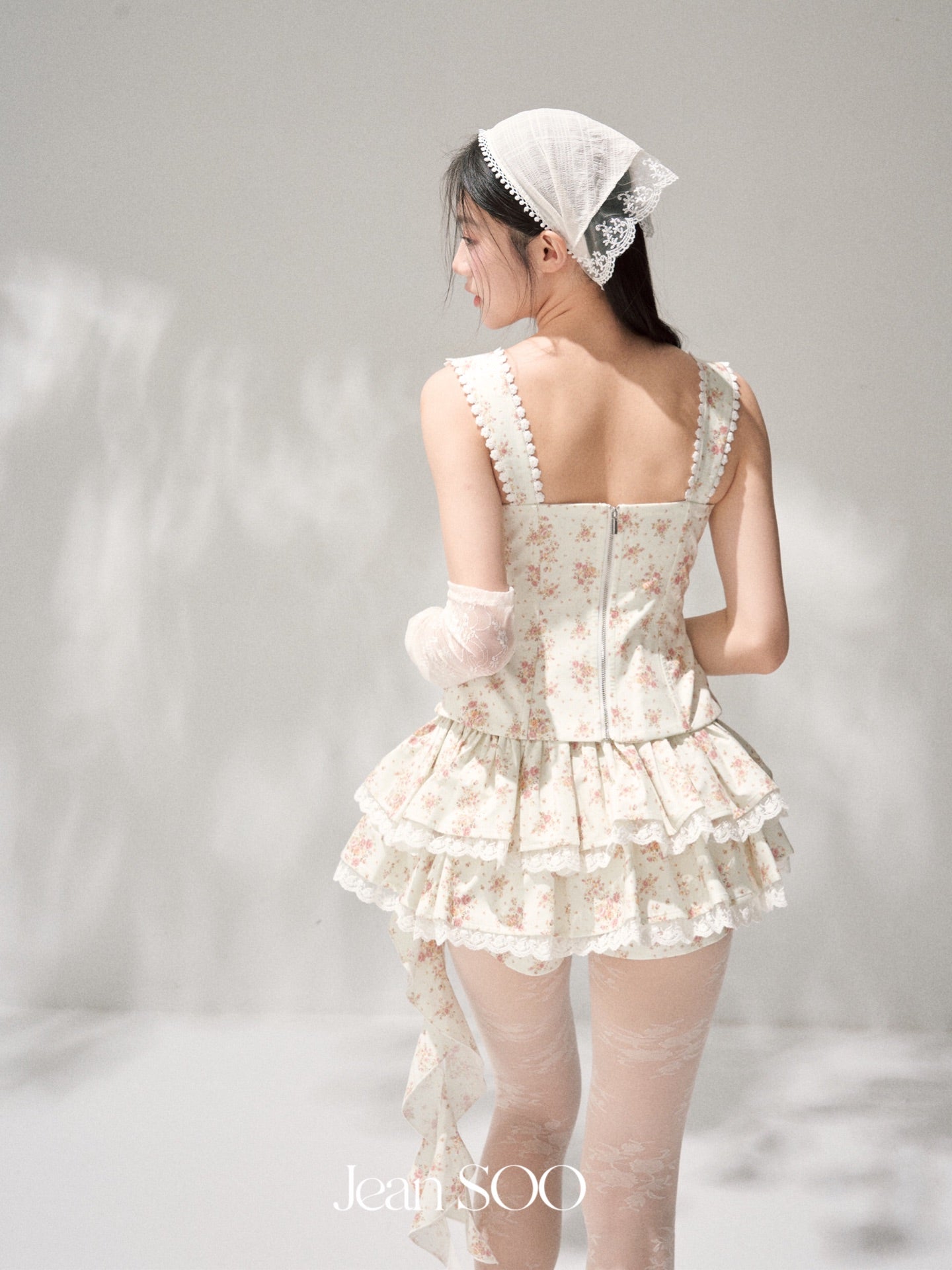 Jean Soo broken flower fish bone waist Corse+Skirt