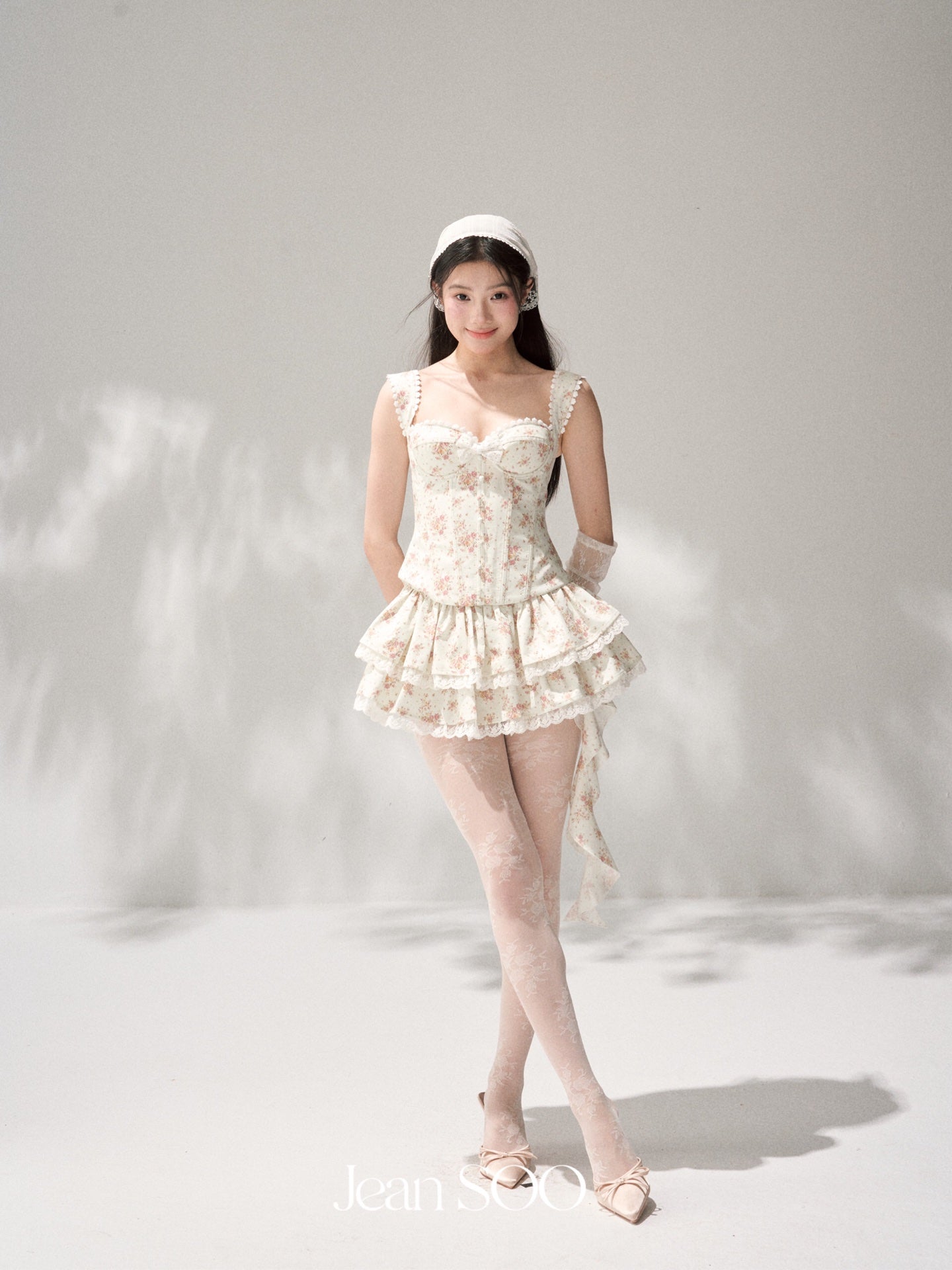 Jean Soo broken flower fish bone waist Corse+Skirt