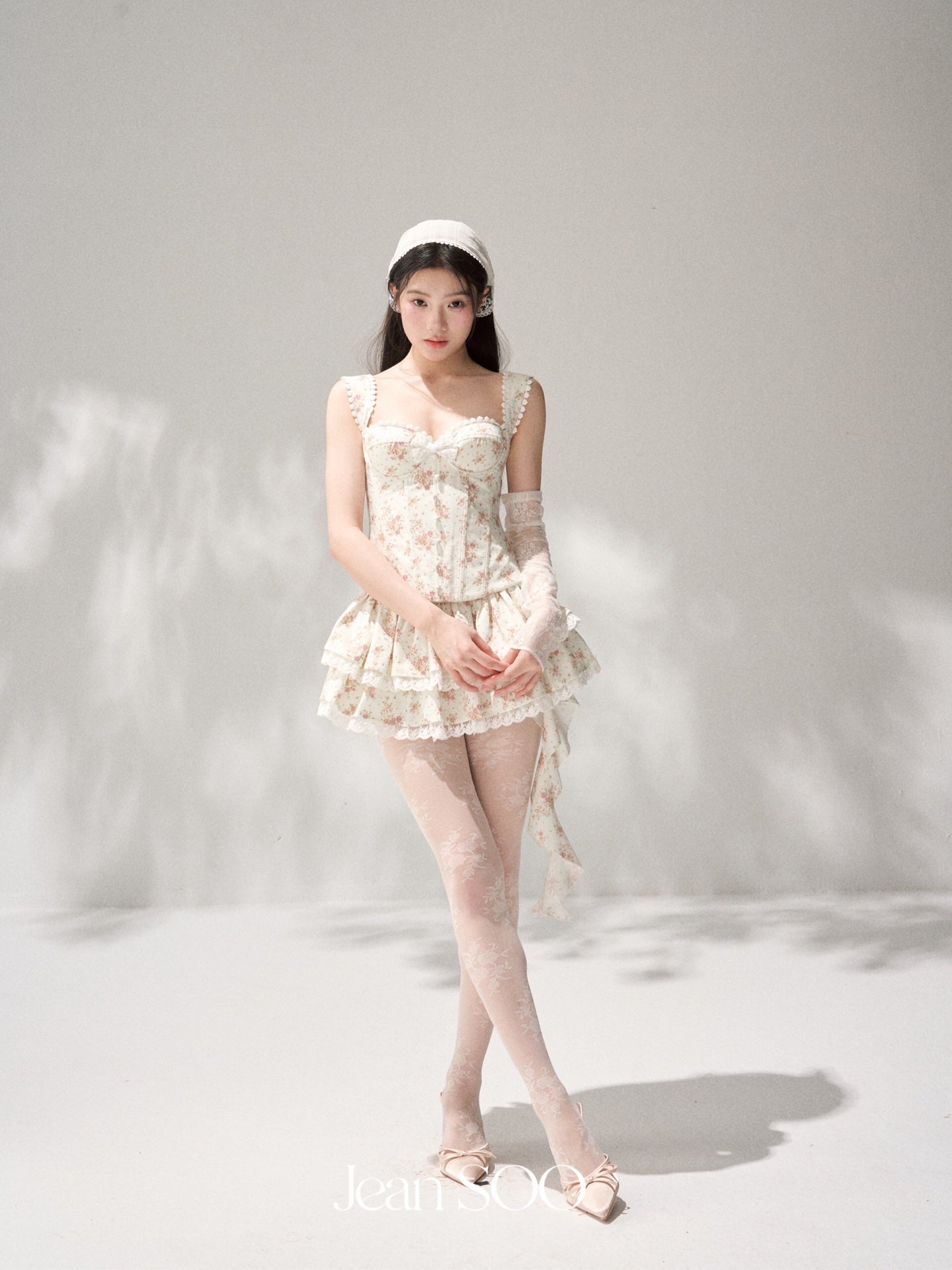 Jean Soo broken flower fish bone waist Corse+Skirt