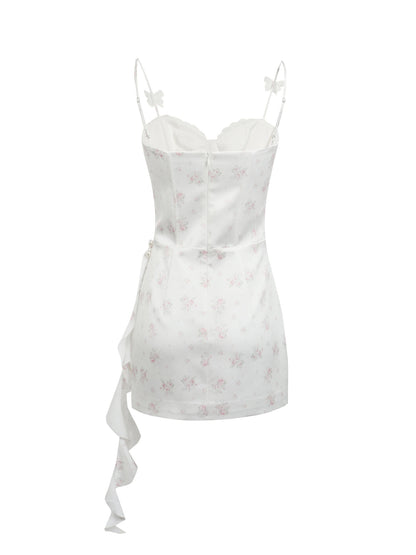 Jean Soo JS00192 Butterfly love flower fish bone waist satin printed three-dimensional streamer dress