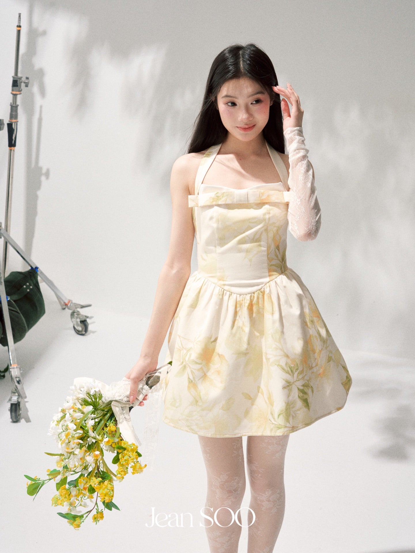 Jean Soo Hanging Neck Printed Fluffy dress