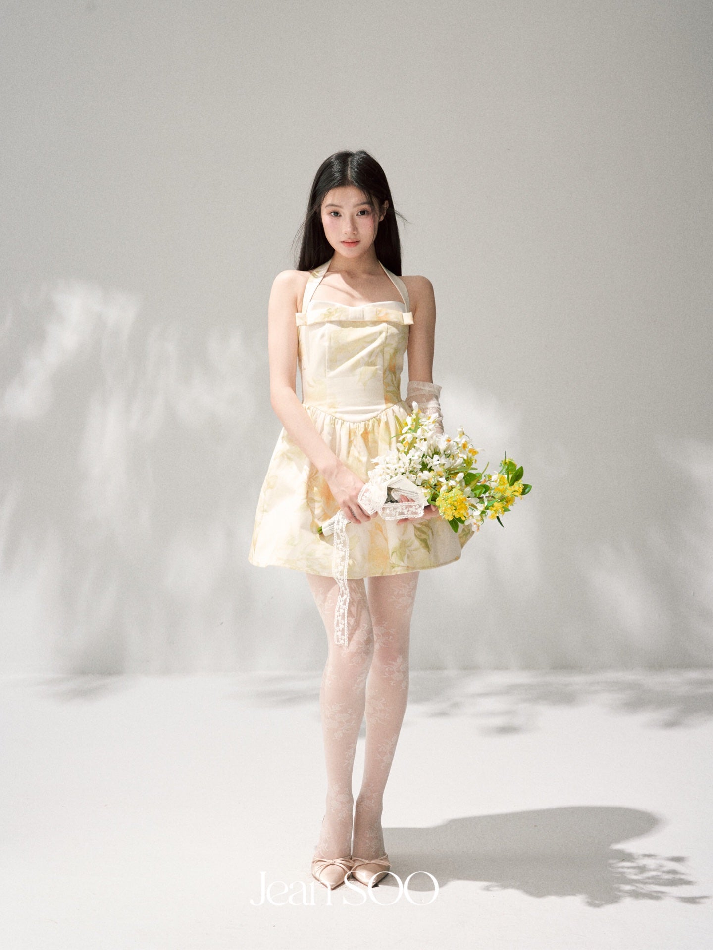 Jean Soo Hanging Neck Printed Fluffy dress