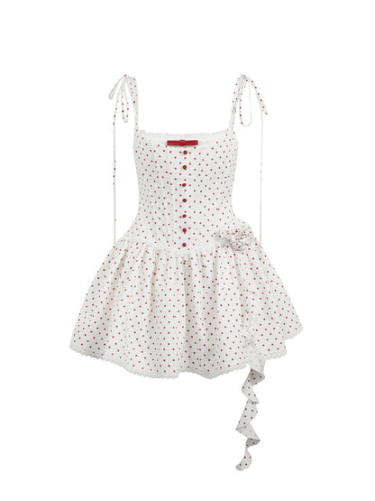 Jean Soo JS00199 Red wine sweetheart retro poldot fishbone suspender fluffy dress