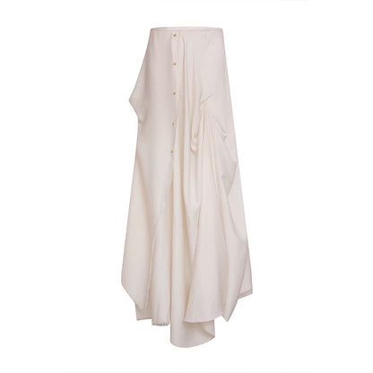 ELYWOOD 23AW028CC White draping button skirt