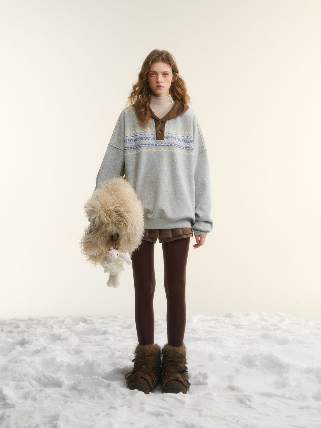 AsGony ASG25545 Fel Island printed casual hooded sweatshirt