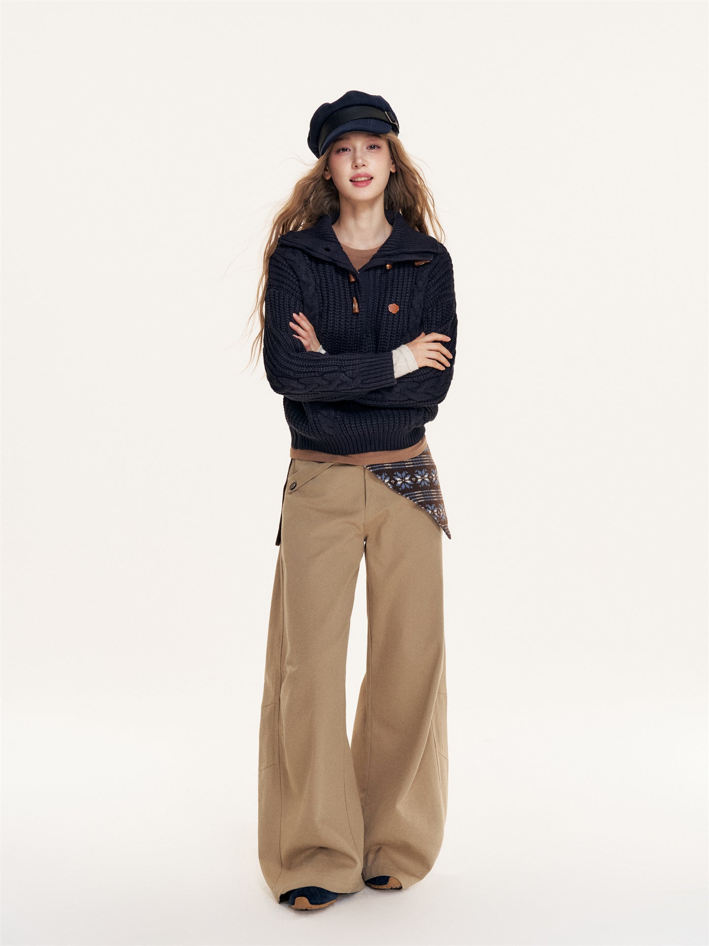 16DEWS 16D25436 Loose hanging curved knife work pants