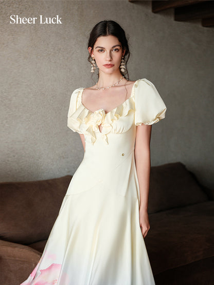 SHEERLUCK SLLYQ26308 Blended French style square neck dress