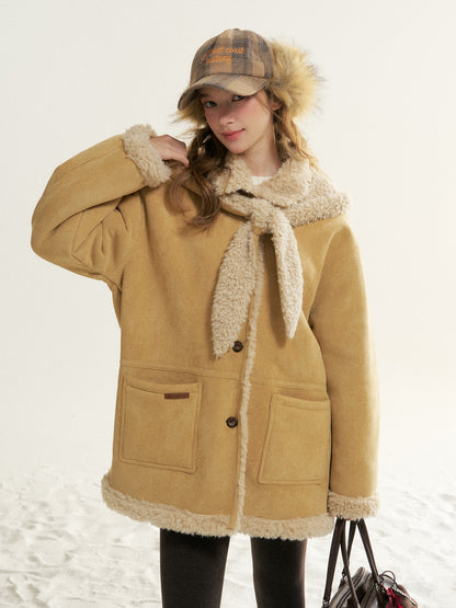 16DEWS 16D25532 Fur integrated mid length jacket
