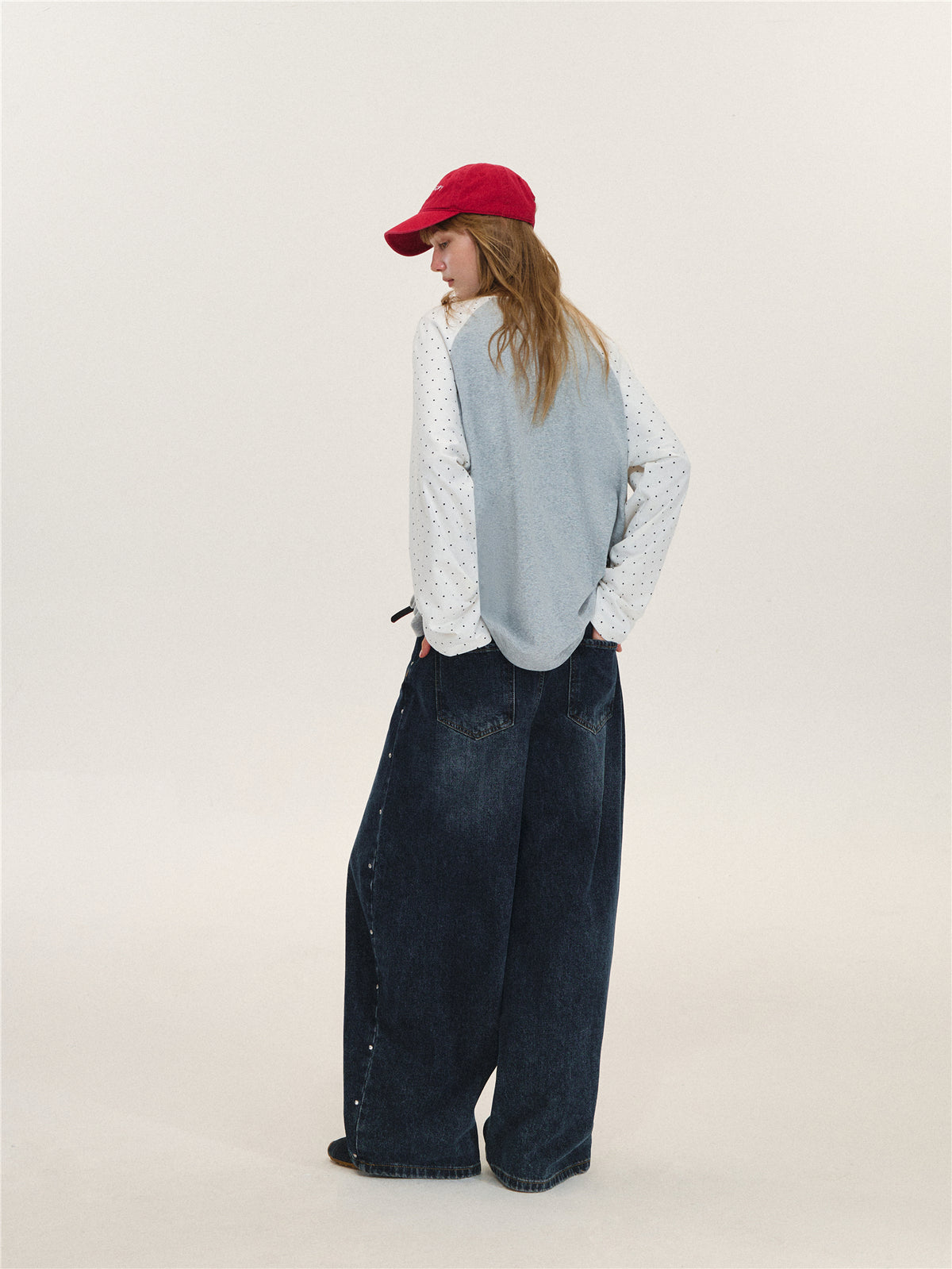 Asgony ASG26566 Polka Dot Oversized T-Shirt