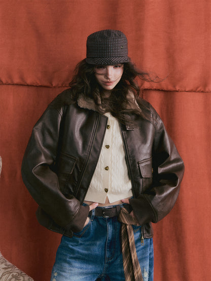 AsGony ASG25459 Plush collar spliced jacket