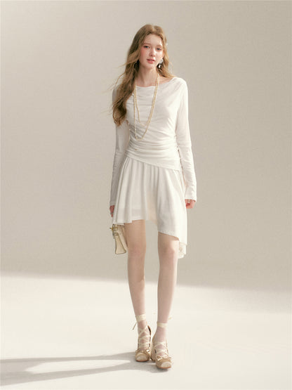 16DEWS 16D246071 Swing collar long sleeved waist cinching dress