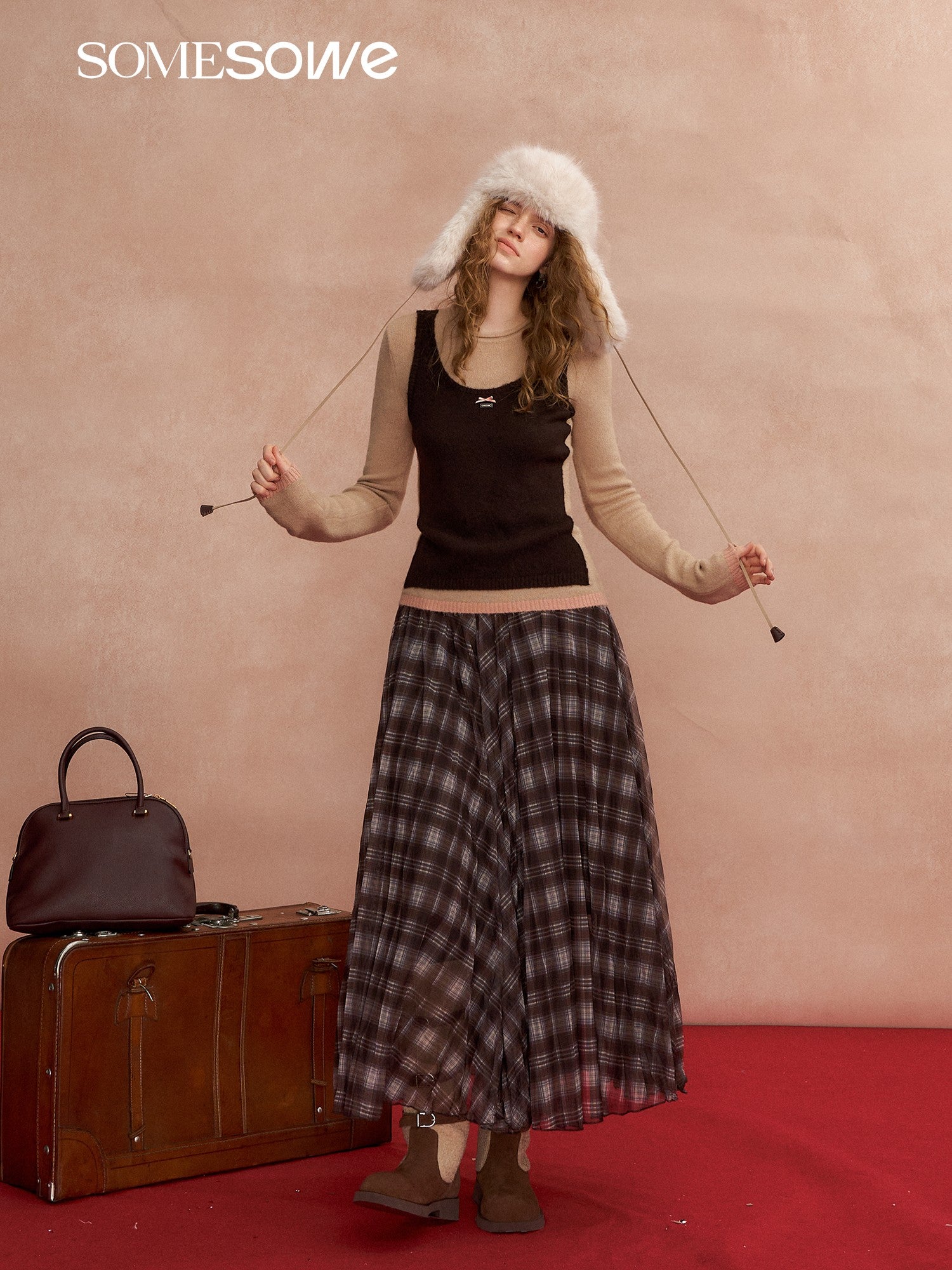 SOMESOWE S2508298 Color blocking layered long sleeved sweater