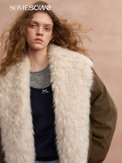 SOMESOWE S2508290 Large collar flower bud short down jacket