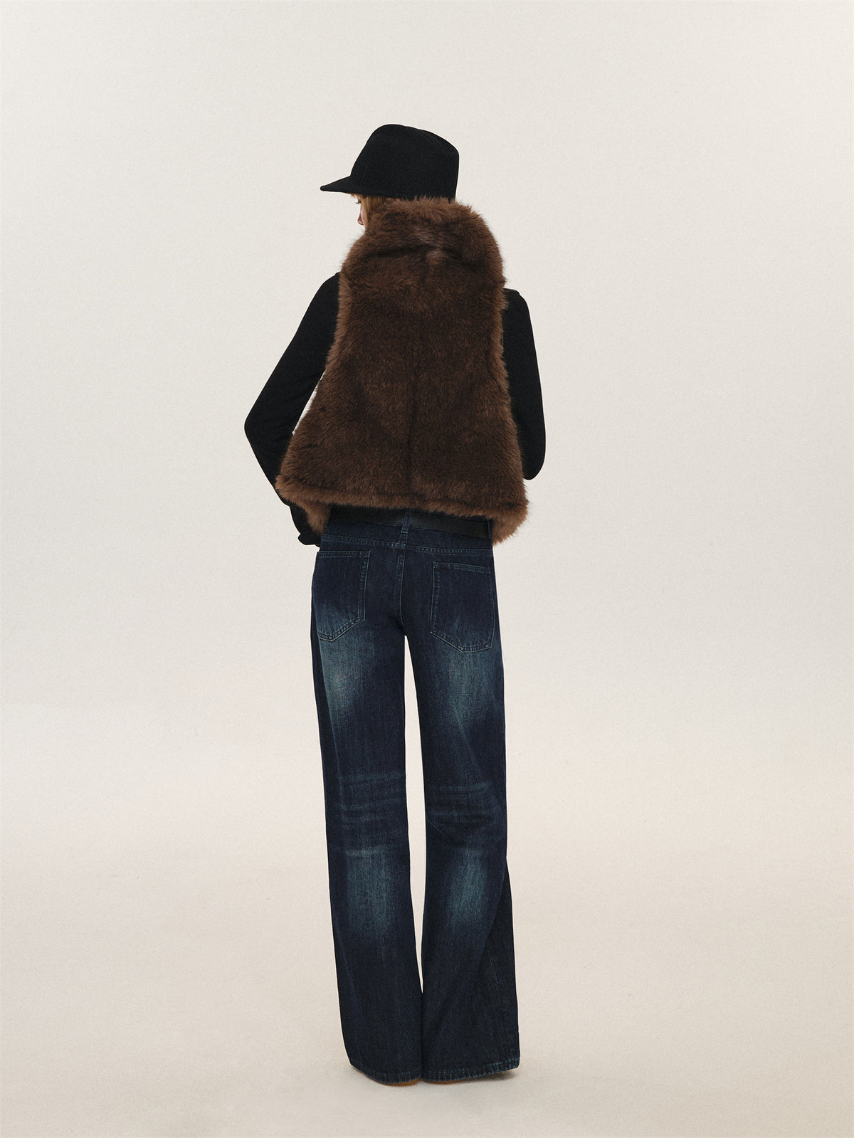 Asgony ASG26611 Strap-Detail Faux Fur Vest