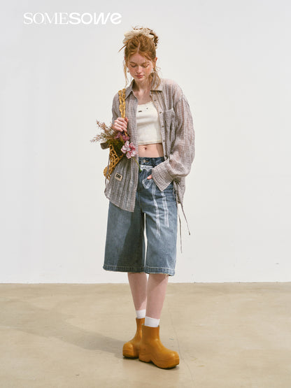 SOMESOWE S2508104 Pleated slightly transparent shirt (2color)