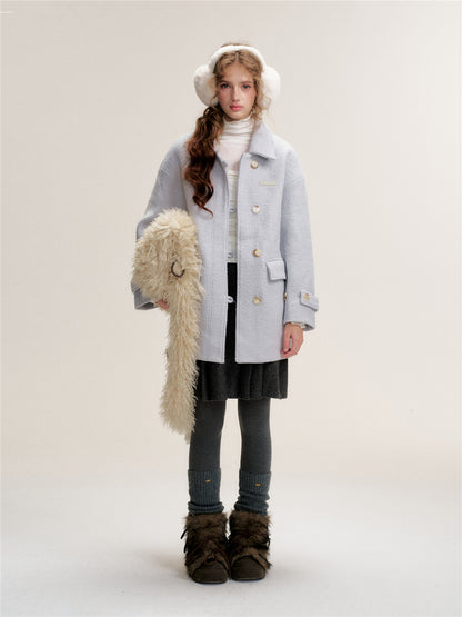 16DEWS 16D25488 Light blue woolen coat