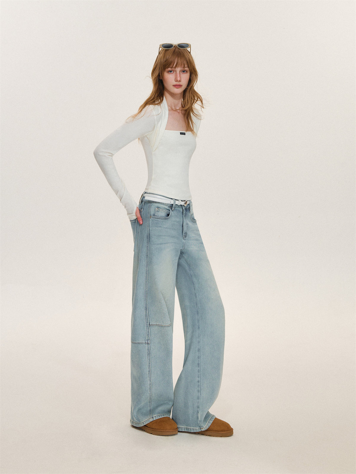 Asgony ASG26612 Faux-Layered Long-Sleeve Top